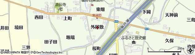 福島県福島市飯坂町東湯野外屋敷周辺の地図