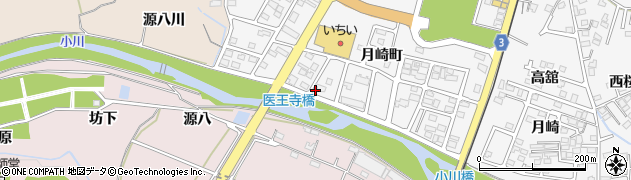 福島県福島市飯坂町中野月崎川周辺の地図