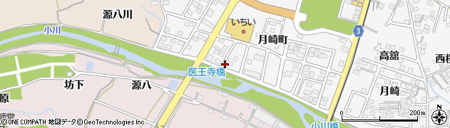 福島県福島市飯坂町中野（月崎川）周辺の地図