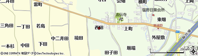 福島県福島市飯坂町東湯野（西田）周辺の地図