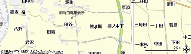 福島県福島市飯坂町湯野（熊ノ堰）周辺の地図