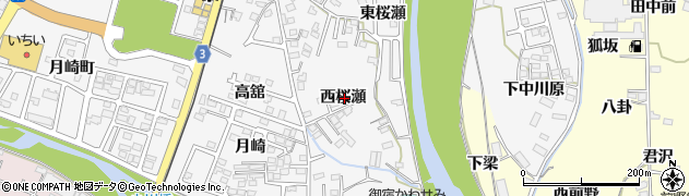 福島県福島市飯坂町西桜瀬周辺の地図