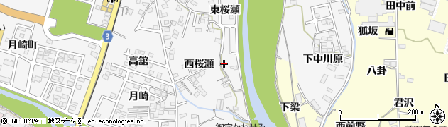 福島県福島市飯坂町東桜瀬周辺の地図
