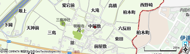 福島県福島市飯坂町東湯野（中屋敷）周辺の地図