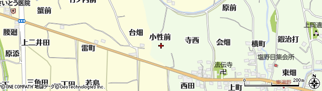 福島県福島市飯坂町東湯野小性前周辺の地図