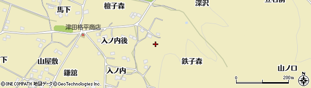 福島県伊達市梁川町細谷（鉄子森）周辺の地図