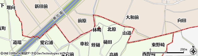 福島県福島市飯坂町東湯野（林崎）周辺の地図