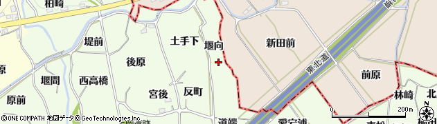 福島県福島市飯坂町東湯野（堰向）周辺の地図