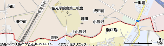 福島県桑折町（伊達郡）成田（割田）周辺の地図