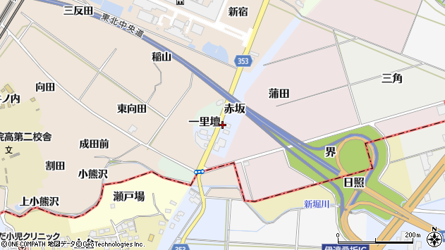 〒969-1633 福島県伊達郡桑折町赤坂の地図