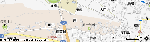 福島県福島市飯坂町中野岸周辺の地図