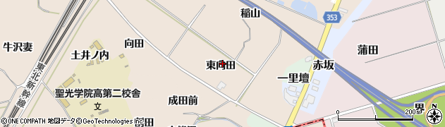 福島県桑折町（伊達郡）成田（東向田）周辺の地図