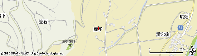 福島県伊達市梁川町大関鹿子周辺の地図