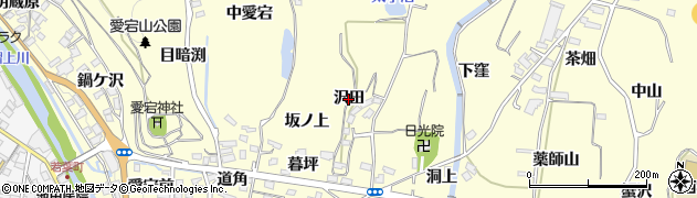 福島県福島市飯坂町湯野（沢田）周辺の地図