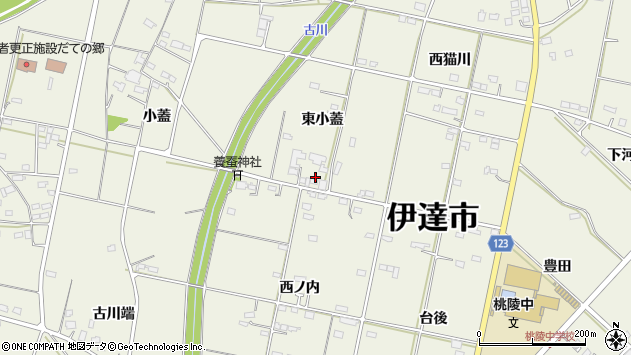 〒960-0648 福島県伊達市保原町東小蓋の地図