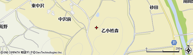 福島県伊達市梁川町大関（乙小姓森）周辺の地図