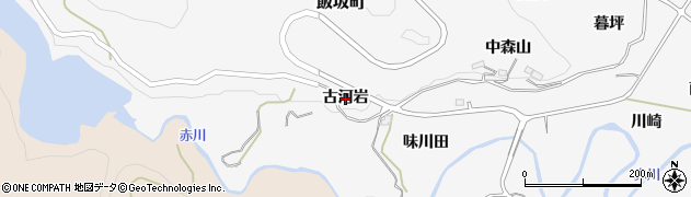 福島県福島市飯坂町（古河岩）周辺の地図