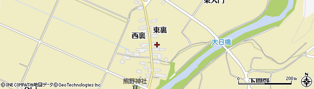 福島県伊達市梁川町大関（東裏）周辺の地図