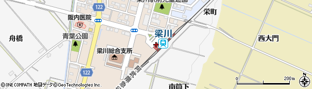 梁川駅周辺の地図