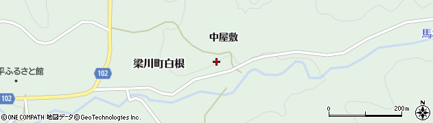 福島県伊達市梁川町白根（中屋敷）周辺の地図
