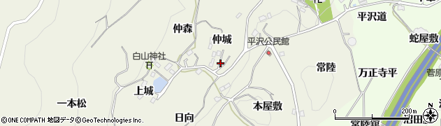 福島県桑折町（伊達郡）平沢（仲城）周辺の地図