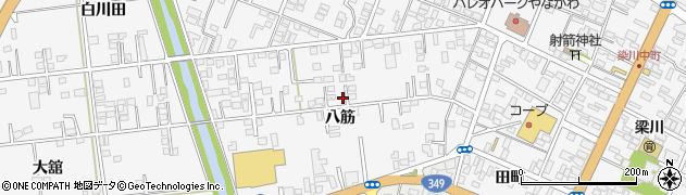 福島県伊達市梁川町八筋周辺の地図