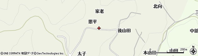 福島県桑折町（伊達郡）平沢（悪平）周辺の地図