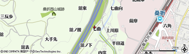福島県桑折町（伊達郡）万正寺（七曲）周辺の地図