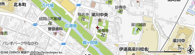 福島県伊達市梁川町内町周辺の地図