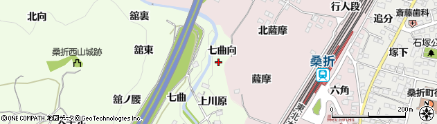 福島県伊達郡桑折町万正寺七曲向周辺の地図