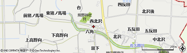 福島県桑折町（伊達郡）伊達崎（西北沢）周辺の地図