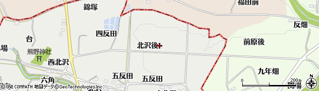 福島県桑折町（伊達郡）伊達崎（北沢後）周辺の地図