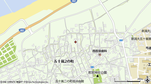〒950-2102 新潟県新潟市西区五十嵐二の町の地図