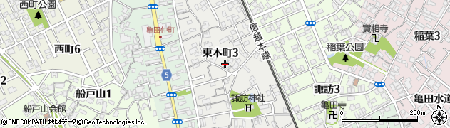 新潟県新潟市江南区東本町周辺の地図