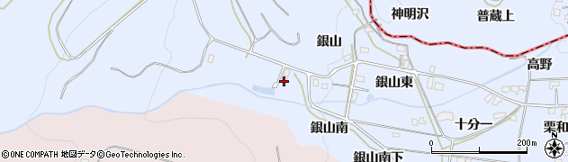 福島県桑折町（伊達郡）北半田（銀山南）周辺の地図