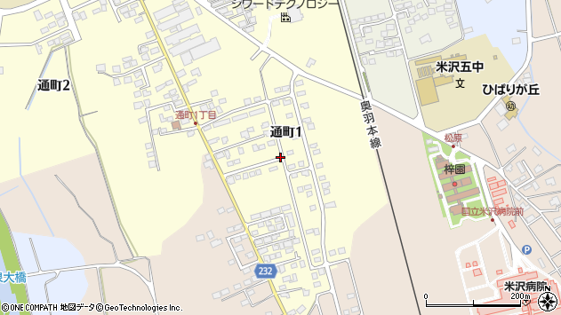 〒992-0025 山形県米沢市通町の地図
