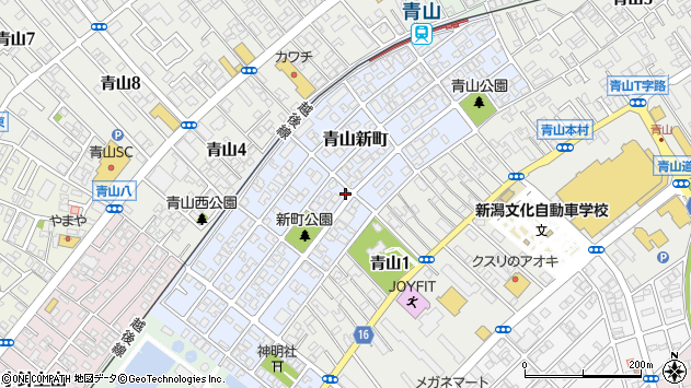 〒950-2006 新潟県新潟市西区青山新町の地図