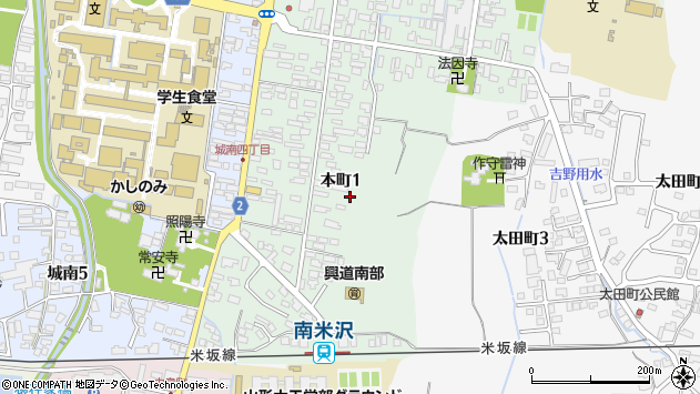 〒992-0037 山形県米沢市本町の地図