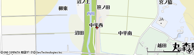 宮城県丸森町（伊具郡）中平西周辺の地図