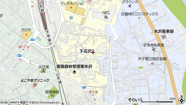 〒992-0023 山形県米沢市下花沢の地図