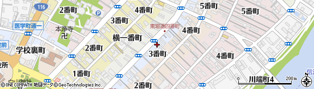 新潟県新潟市中央区東堀前通（３番町）周辺の地図