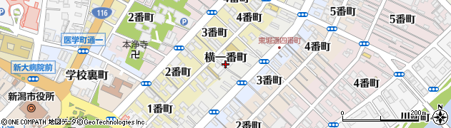 新潟県新潟市中央区横一番町周辺の地図