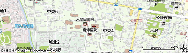 山形家庭裁判所　米沢支部書記官室周辺の地図