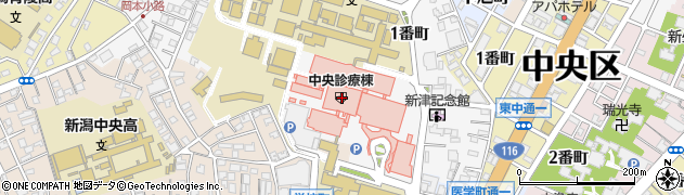 新潟大学附属図書館　医歯学図書館利用案内周辺の地図