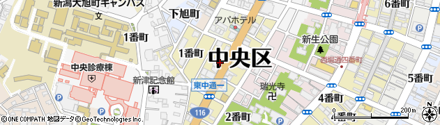 新潟県新潟市中央区東中通周辺の地図