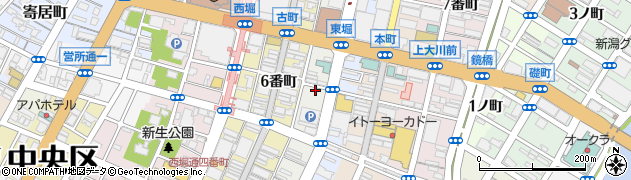 新潟県新潟市中央区東堀通（６番町）周辺の地図