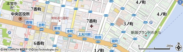 新潟県新潟市中央区上大川前通（７番町）周辺の地図