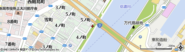 新潟県新潟市中央区下大川前通５ノ町周辺の地図