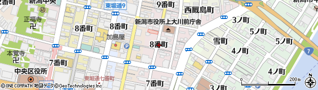新潟県新潟市中央区上大川前通（８番町）周辺の地図
