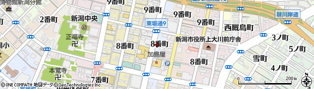 新潟県新潟市中央区東堀前通（８番町）周辺の地図